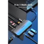 Vention TOBHB Docking USB Tipo-C con 1xHDMI, 2xUSB, 1xUSB-C, 1xUSB-C PD, RJ45, Lector SD/MicroSD, Jack 3.5mm - Gris